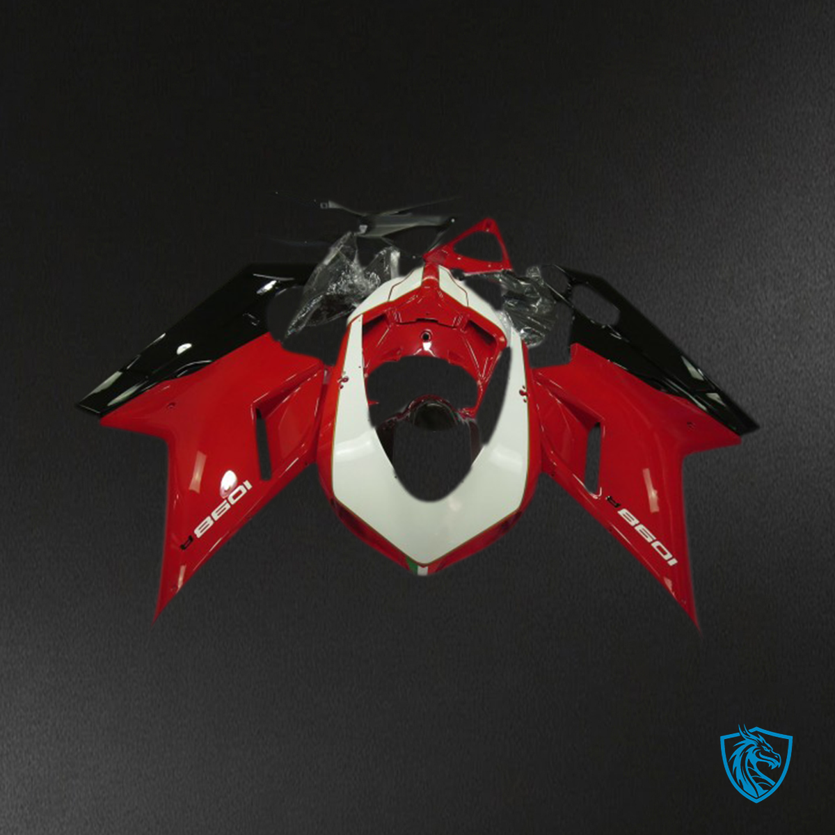 Ducati 848 1098 1198 (2007-2014) Red & White Motorcycle - Custom ABS Fairing Kit