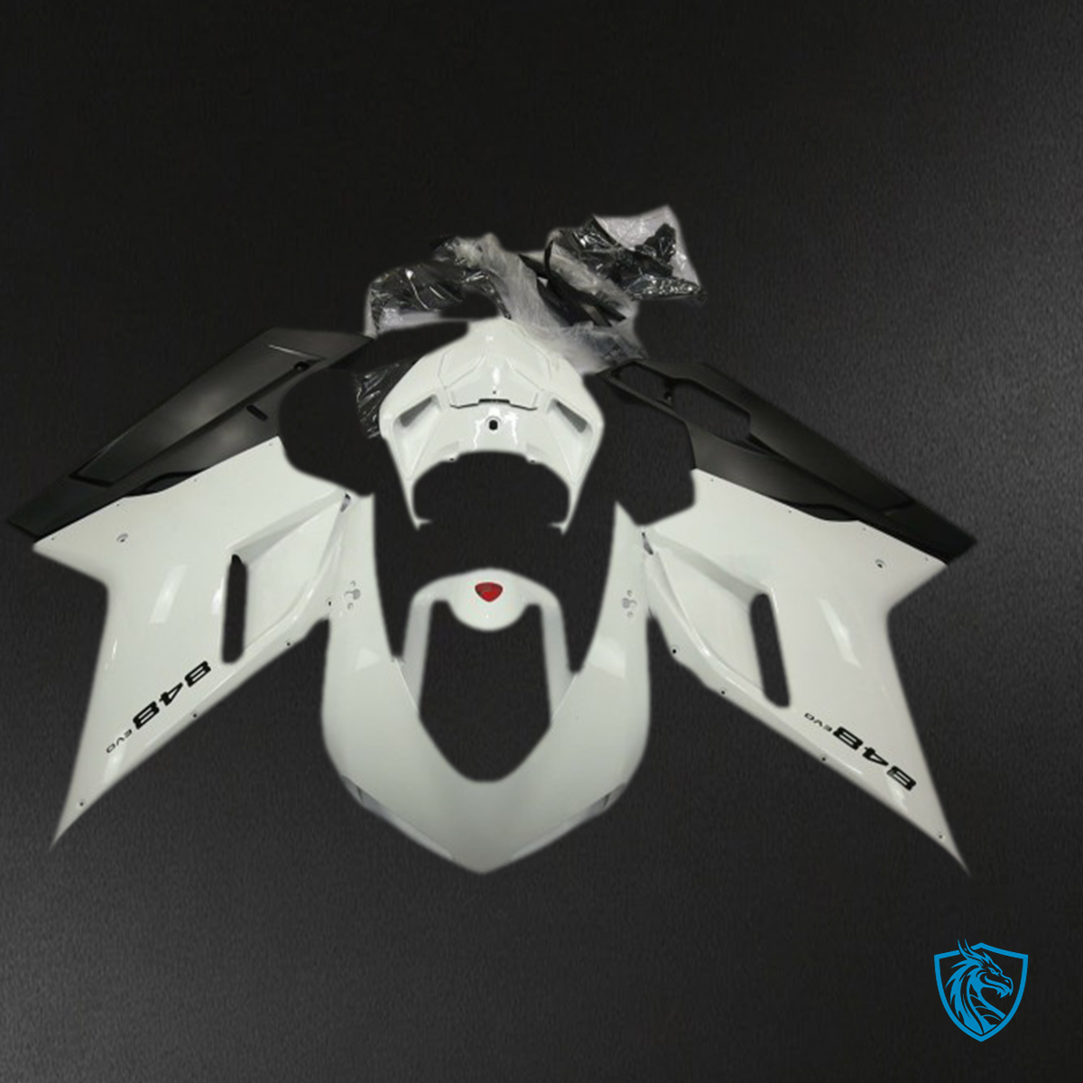 Ducati 848 1098 1198 (2007-2014) White & Black Motorcycle Fairings Kit | ABS Bodywork