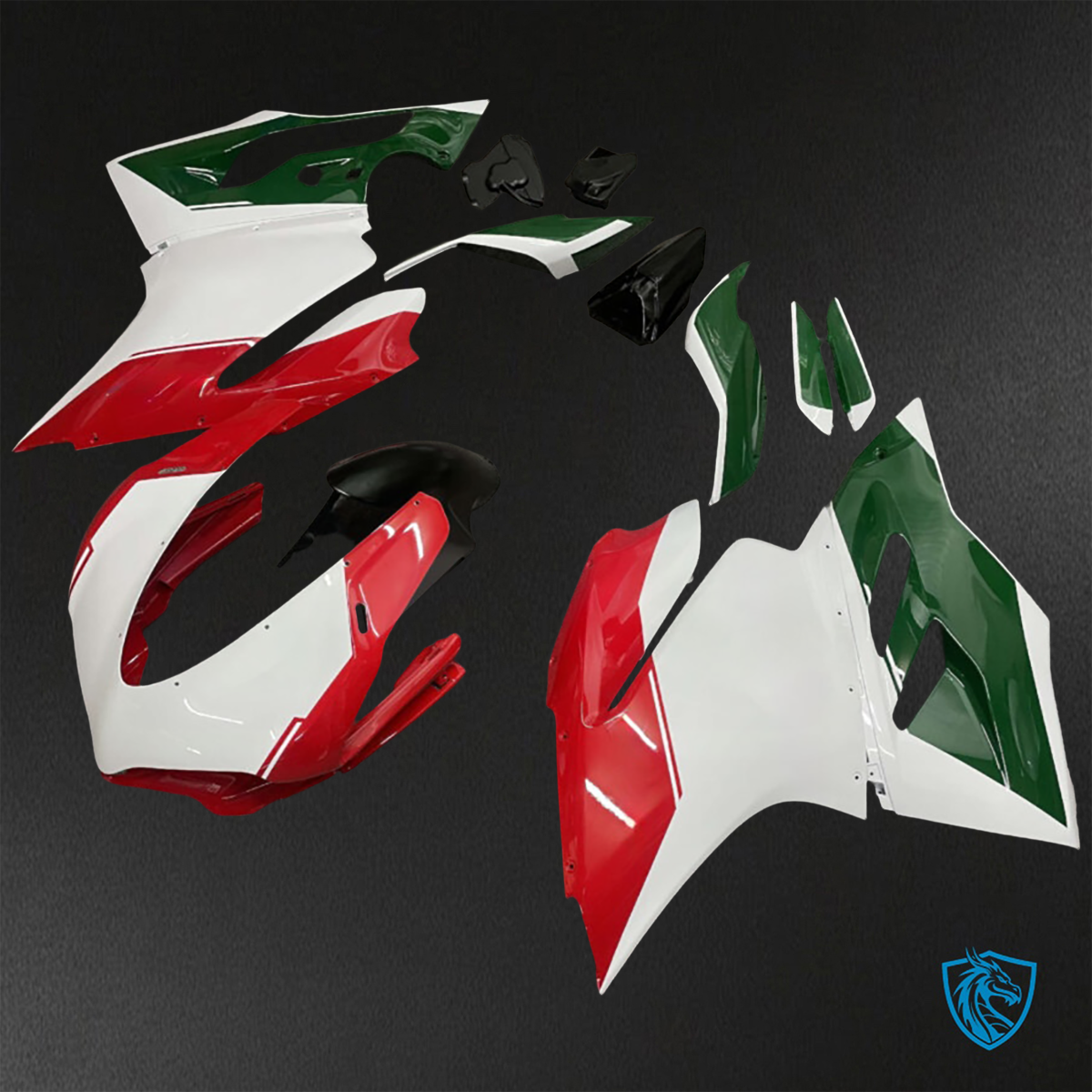 Ducati 959 (2016-2019) Gloss White, Red &  with Green - Aftermarket ABS Bodywork