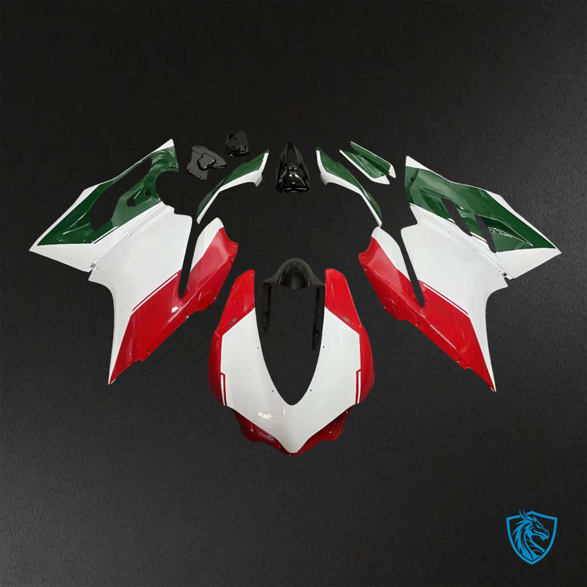 Ducati 959 (2016-2019) Gloss White, Red &  with Green - Aftermarket ABS Bodywork