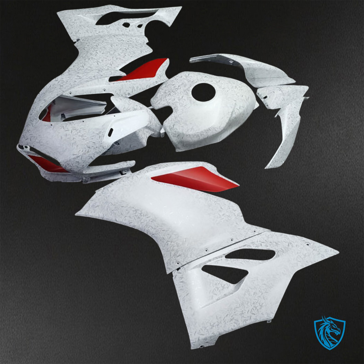 Ducati 959 (2016-2019) Matte White Carbon Fiber ABS Bodywork - Fairings Kit