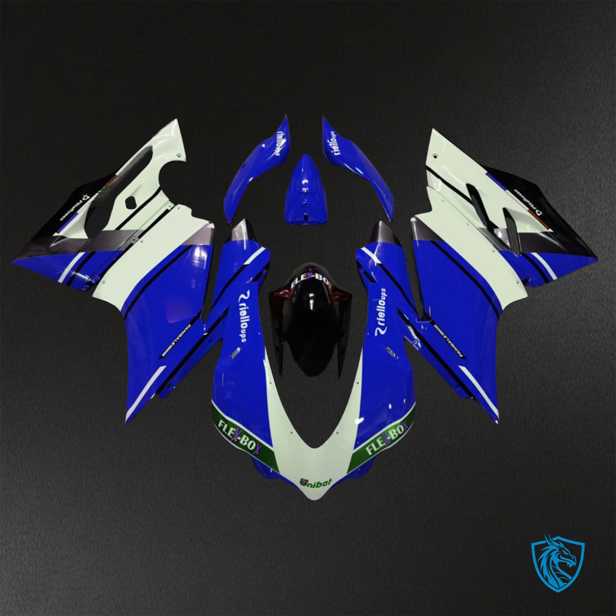 Ducati 959 (2016-2019) Gloss Blue & White - Replacement Motorcycle Fairings Kit