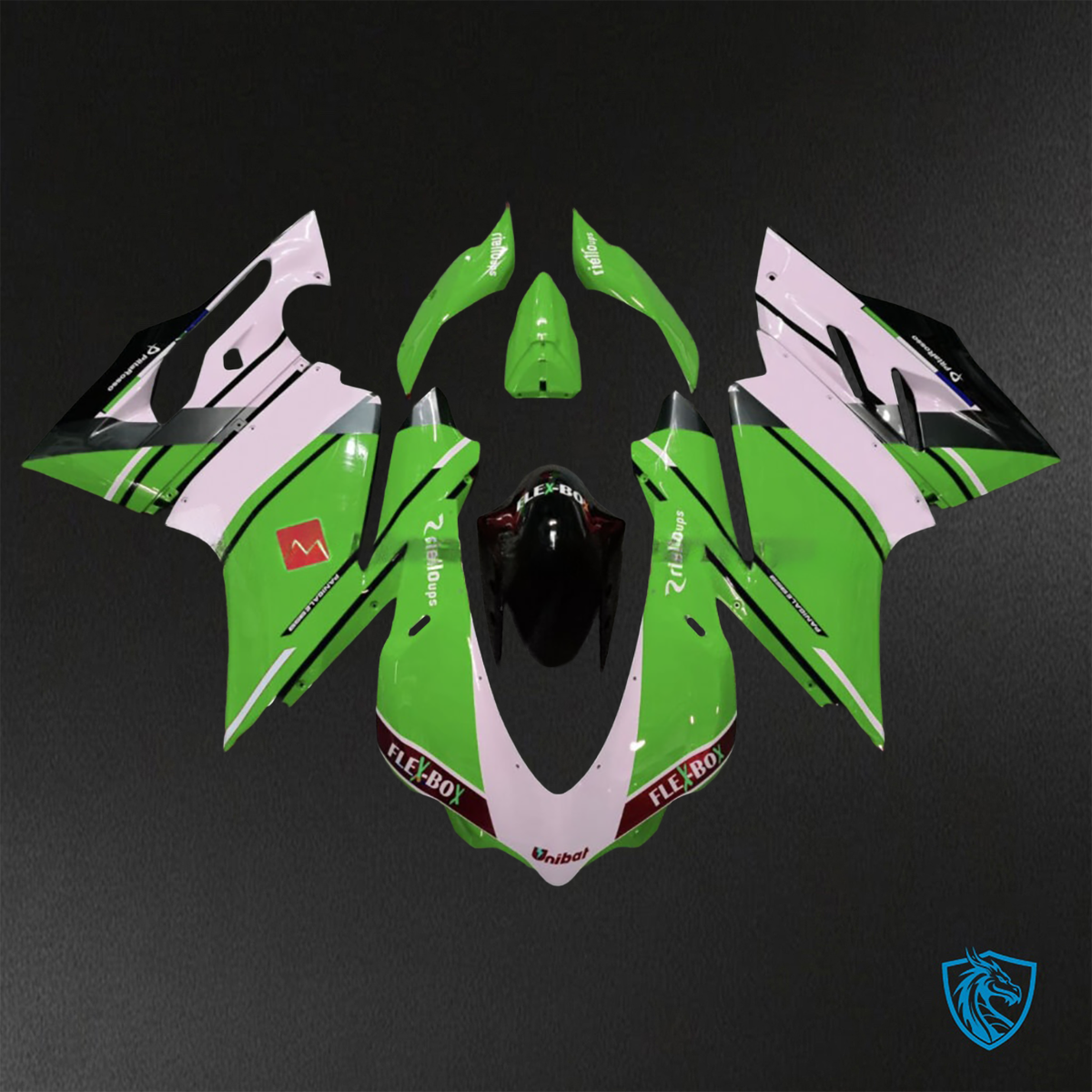 Ducati 959 (2016-2019) Gloss Green & White Fairings Kit - Aftermarket ABS Bodywork