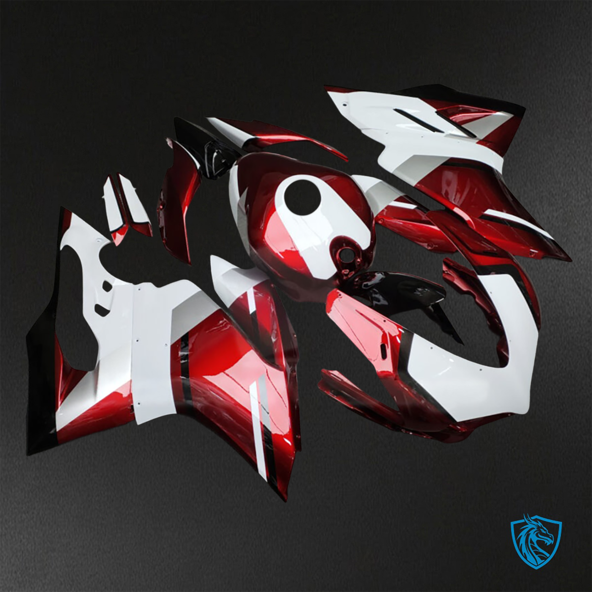 Ducati 959 (2016-2019) Gloss White, Red & Black - Custom ABS Fairing Kit