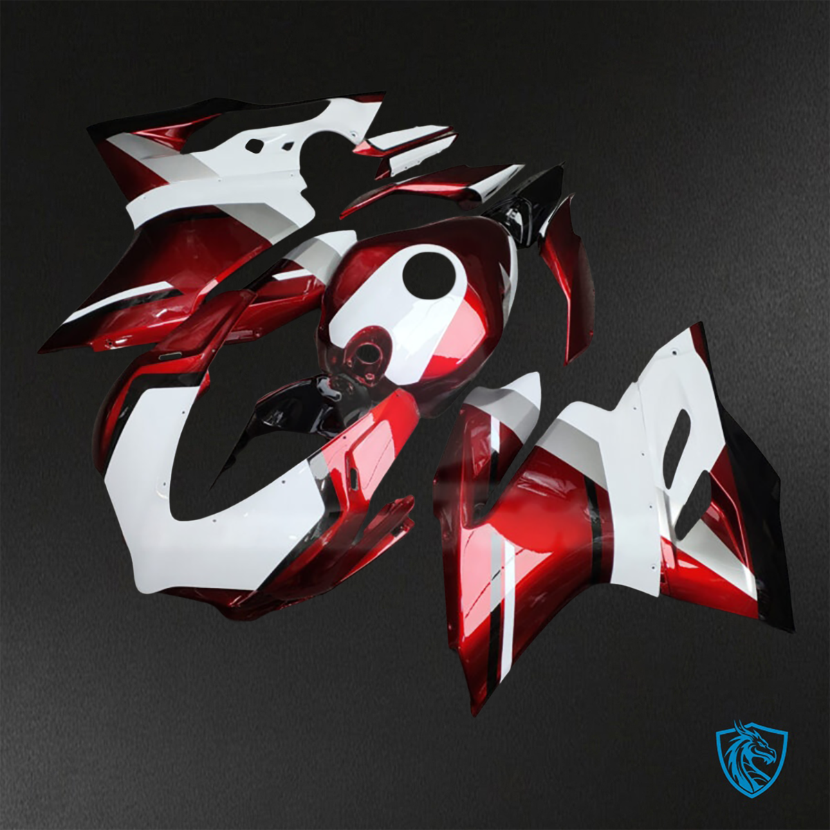 Ducati 959 (2016-2019) Gloss White, Red & Black - Custom ABS Fairing Kit