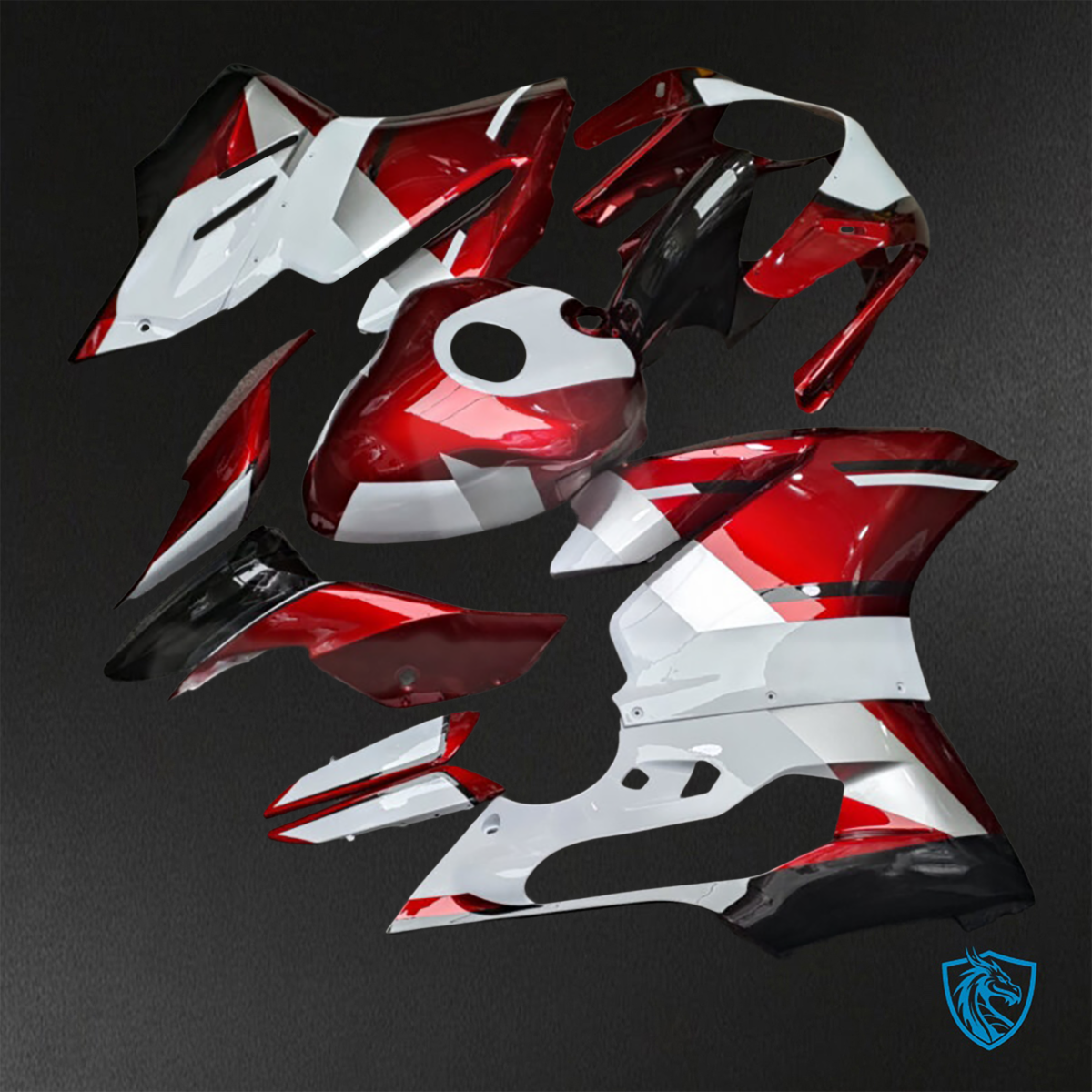 Ducati 959 (2016-2019) Gloss White, Red & Black - Custom ABS Fairing Kit
