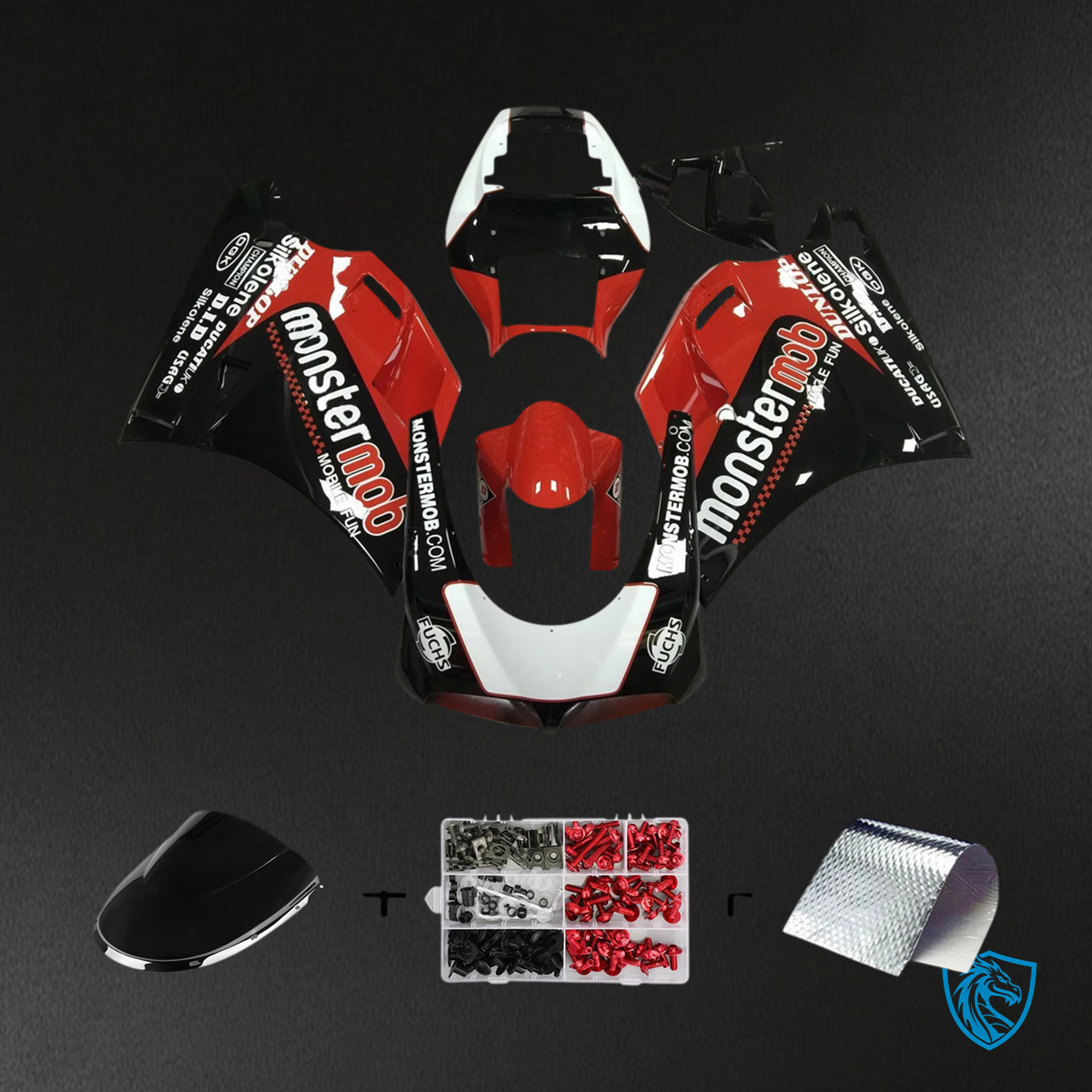 Ducati 996 748 (1996-2002) - Fairing Kit - Red and Black Style 5 - ABS Bodywork