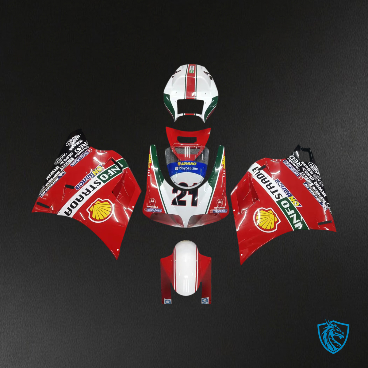 Ducati 996 748 (1996-2002) - Fairing Kit - Red with Logos - ABS Bodywork