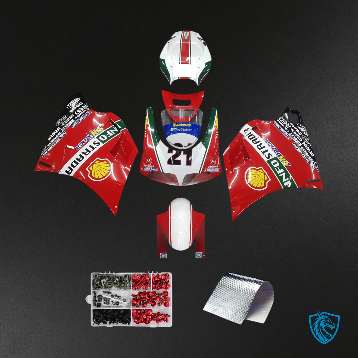 Ducati 996 748 (1996-2002) - Fairing Kit - Red with Logos - ABS Bodywork
