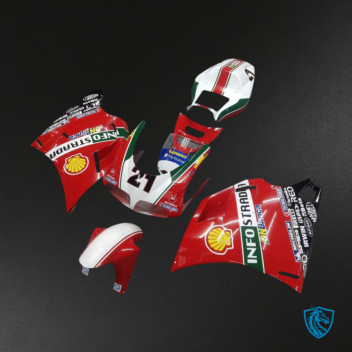 Ducati 996 748 (1996-2002) - Fairing Kit - Red with Logos - ABS Bodywork