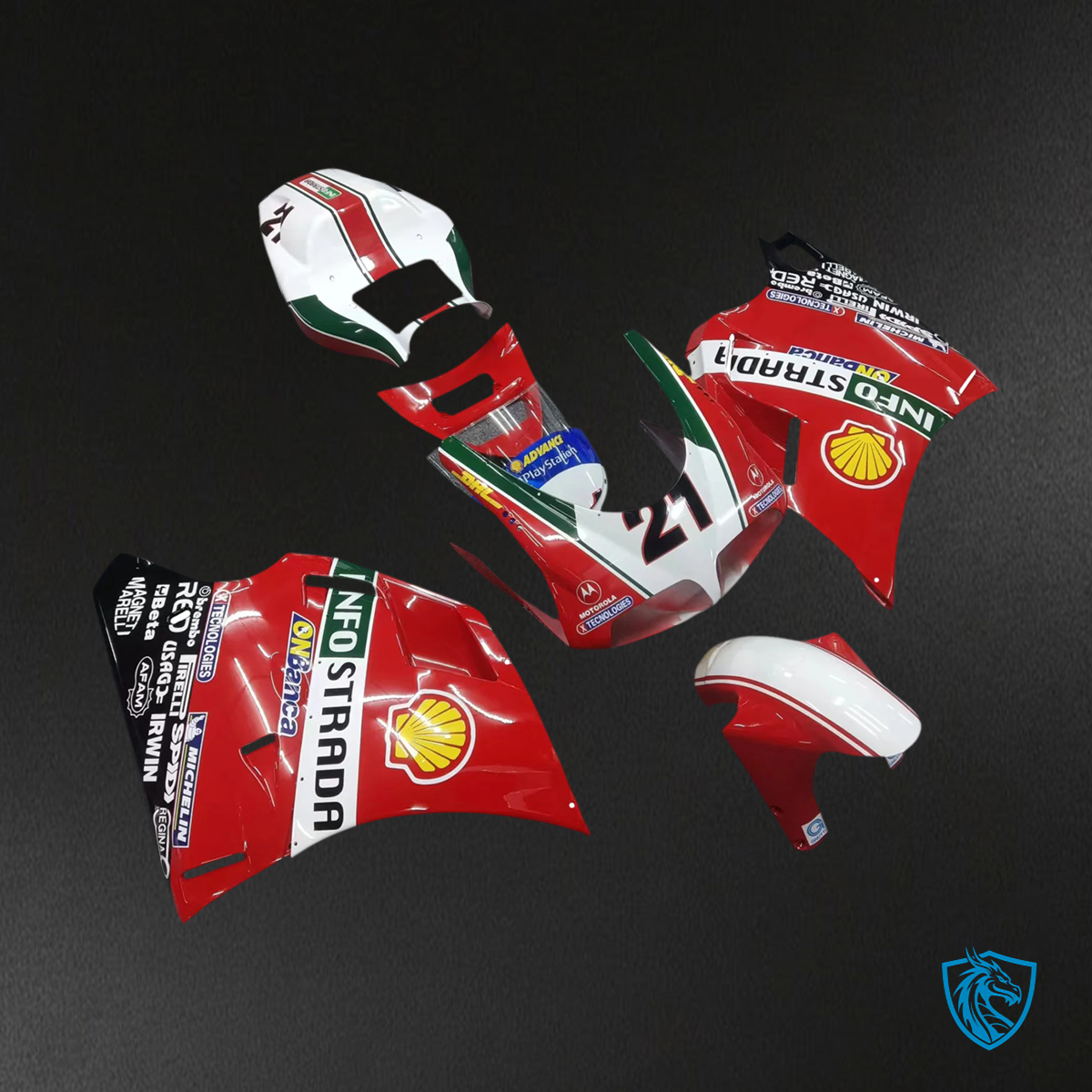 Ducati 996 748 (1996-2002) - Fairing Kit - Red with Logos - ABS Bodywork