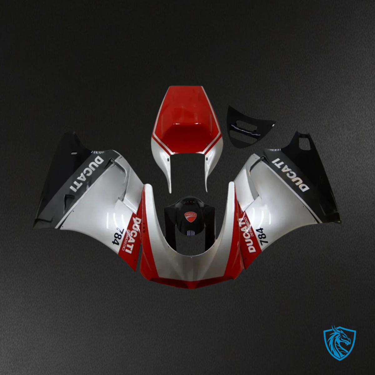 Ducati 996 748 (1996–2002) - Fairing Kit - Red and Grey - ABS Bodywork