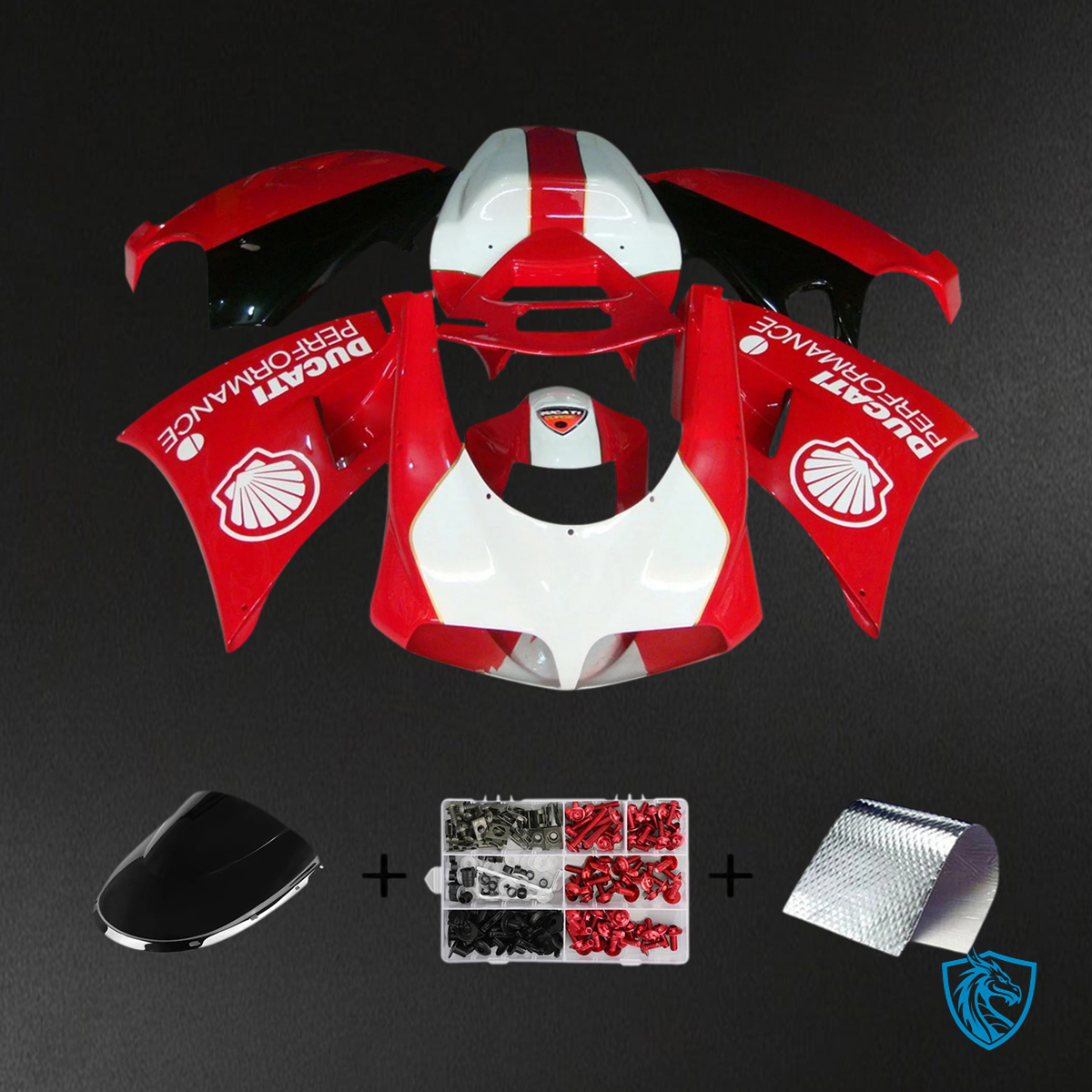 Ducati 996 748 (1996–2002) - Fairing Kit - Red & Black Style 2 - ABS Bodywork