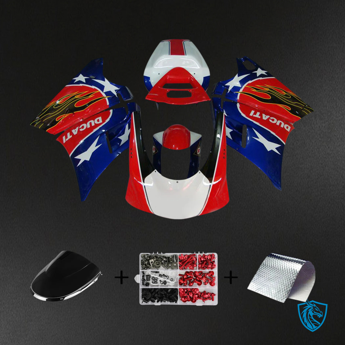 Ducati 996 748 (1996–2002) - Fairing Kit - Red & Blue Style 2 - ABS Bodywork