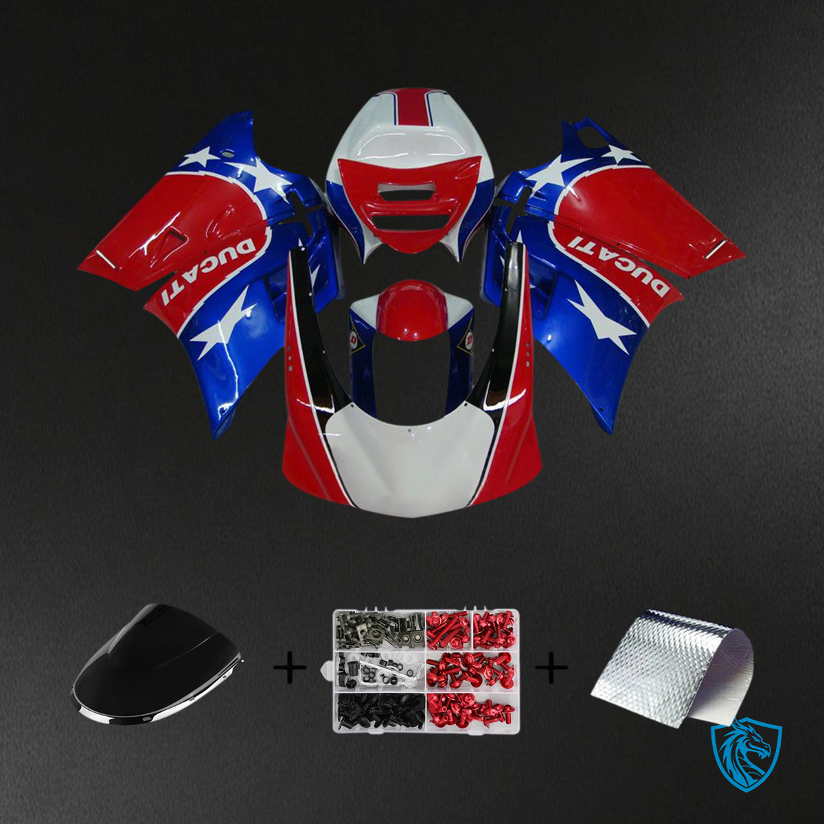Ducati 996 748 (1996–2002) - Fairing Kit - Red & Blue Style 3 - ABS Bodywork