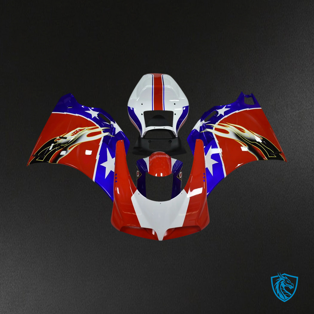 Ducati 996 748 (1996–2002) - Fairing Kit - Red & Blue Style 4 - ABS Bodywork