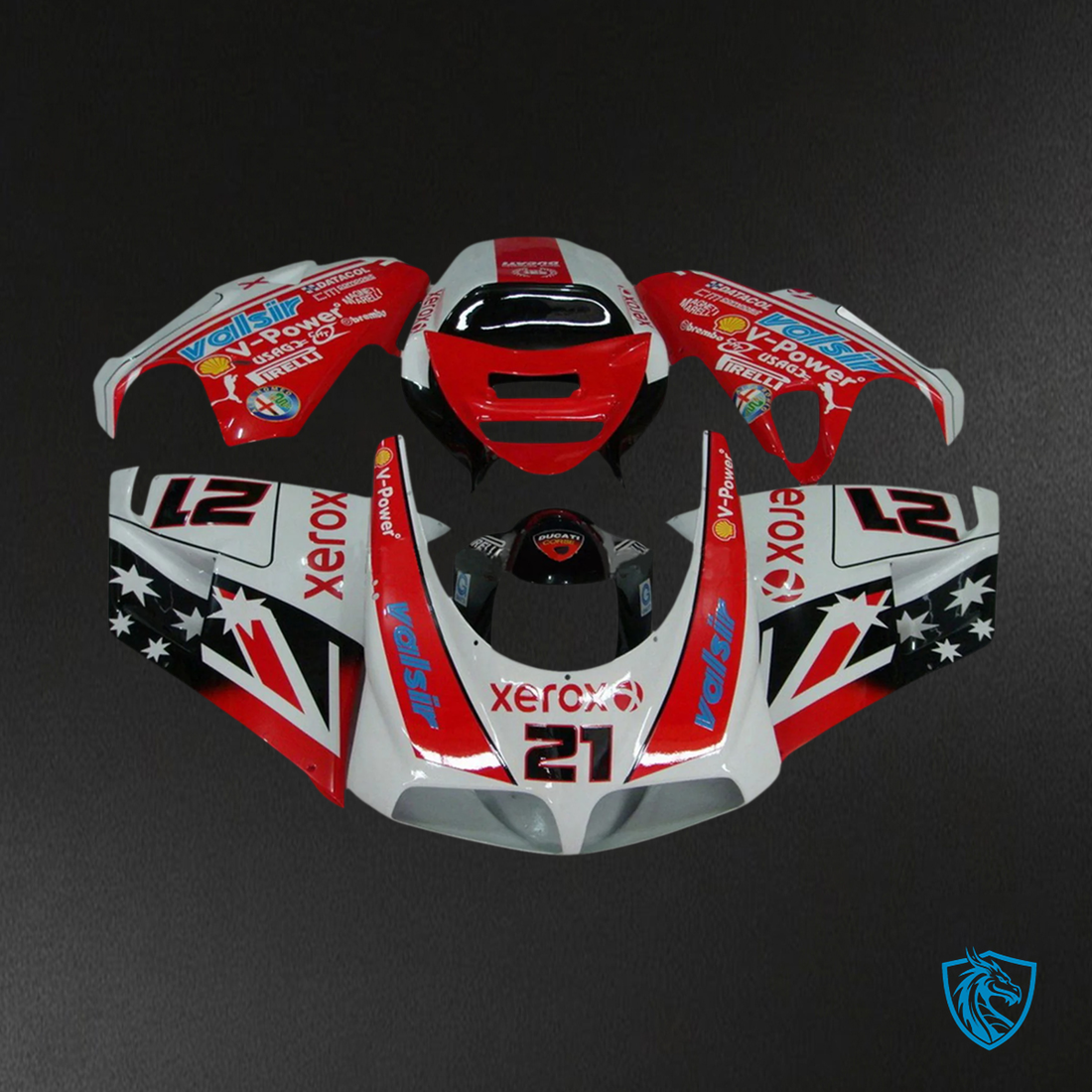 Ducati 996 748 (1996–2002) - Fairing Kit - Red and White Style 3 - ABS Bodywork