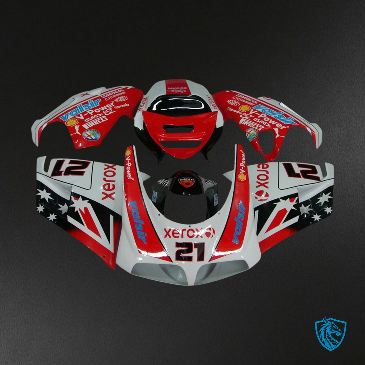 Ducati 996 748 (1996–2002) - Fairing Kit - Red and White Style 3 - ABS Bodywork
