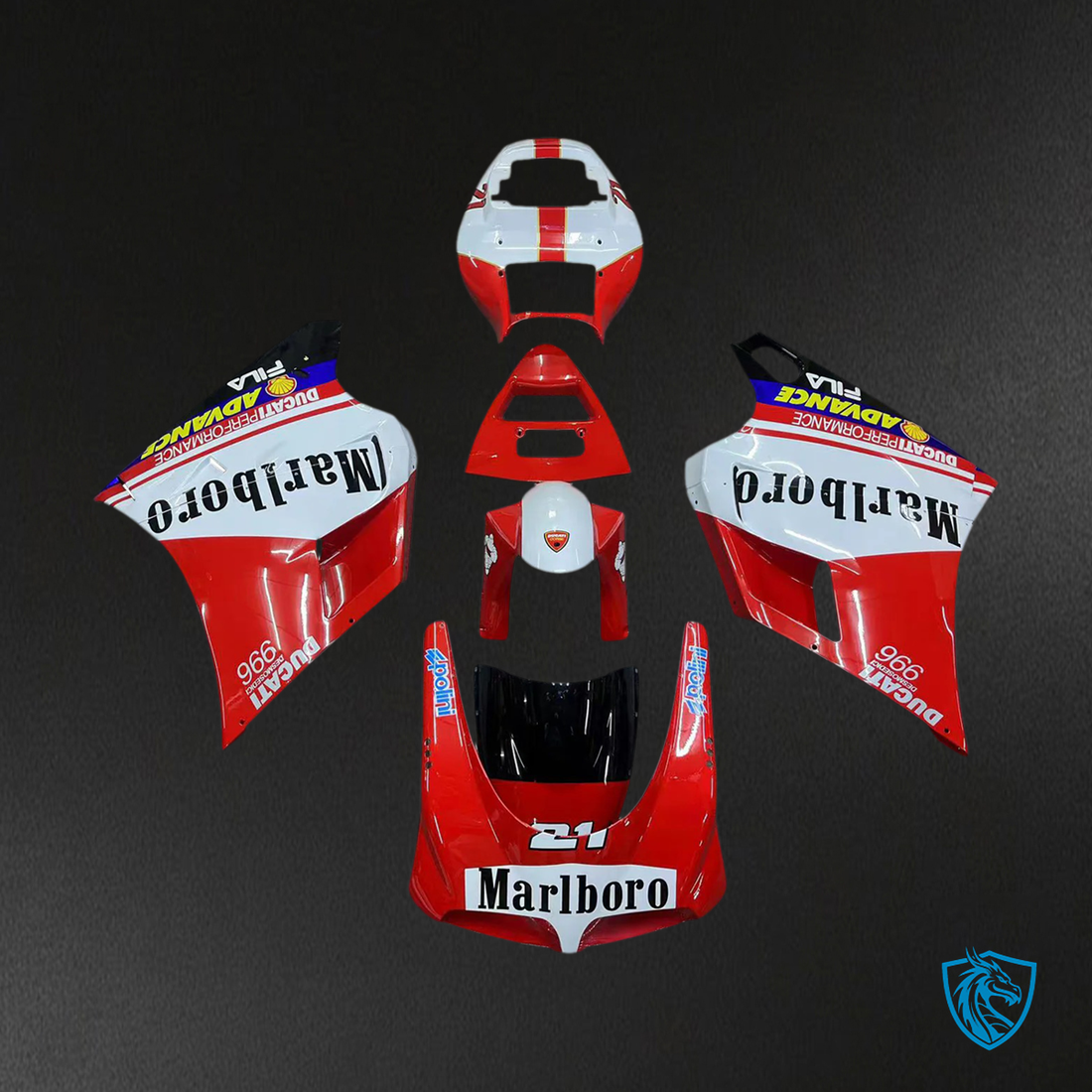 Ducati 996 748 (1996–2002) - Fairing Kit - Red and White Style 4 - ABS Bodywork