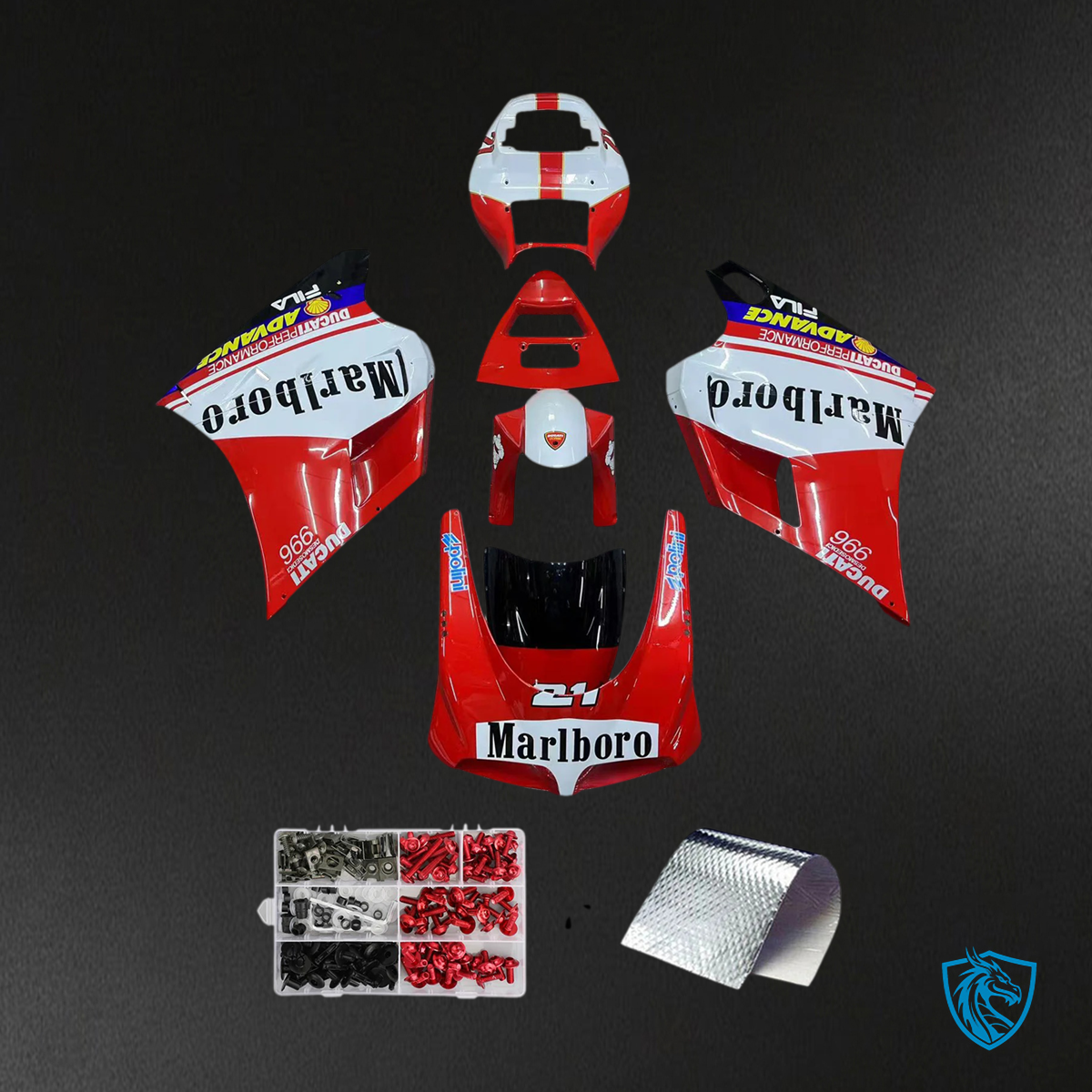 Ducati 996 748 (1996–2002) - Fairing Kit - Red and White Style 4 - ABS Bodywork