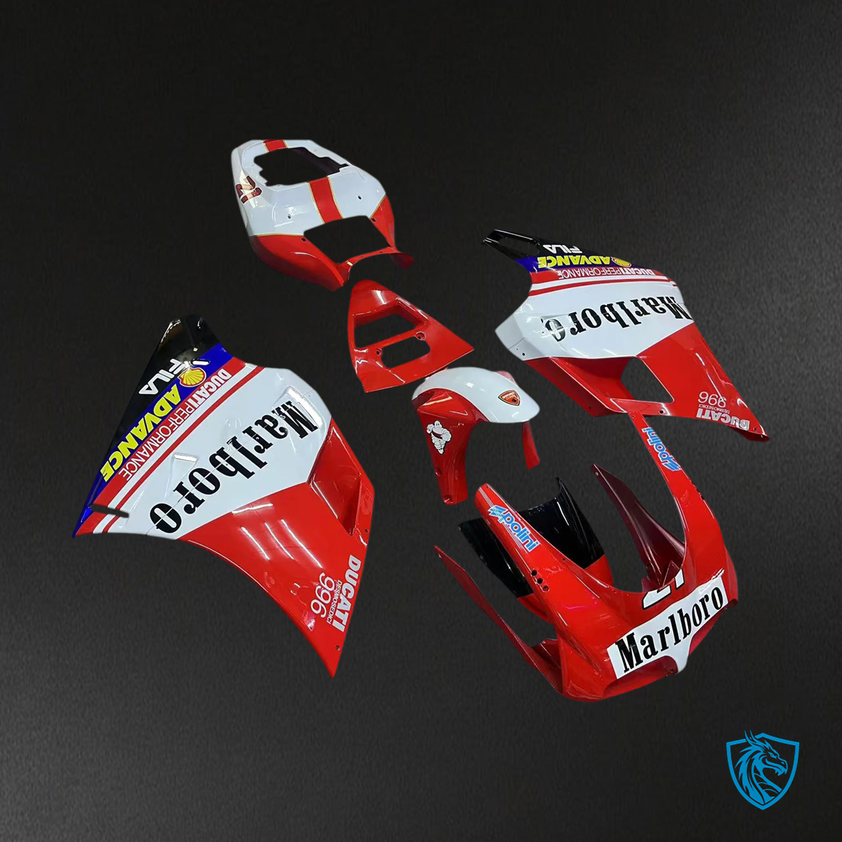 Ducati 996 748 (1996–2002) - Fairing Kit - Red and White Style 4 - ABS Bodywork