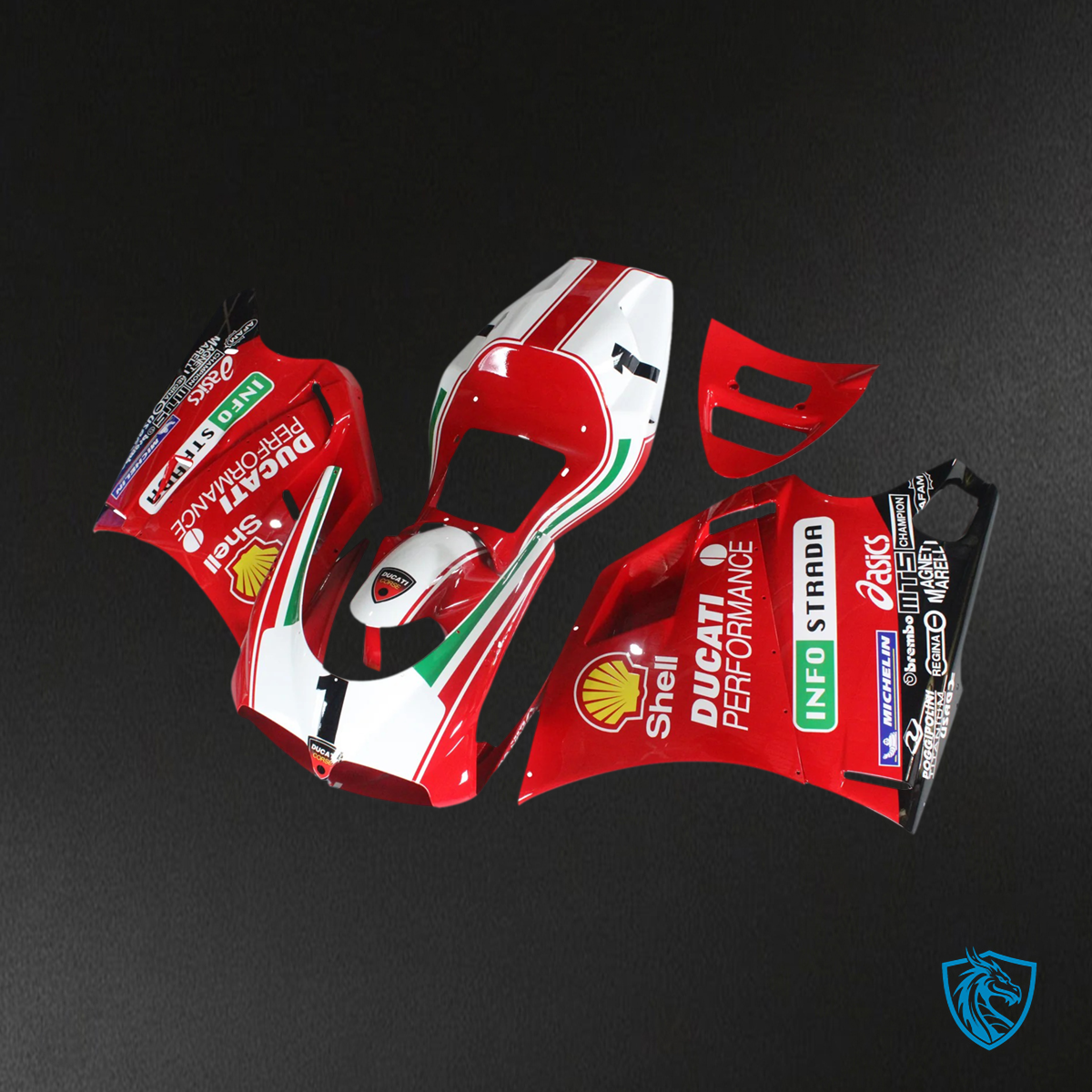 Ducati 996 748 (1996–2002) - Fairing Kit - Red & White Style 4 - ABS Bodywork