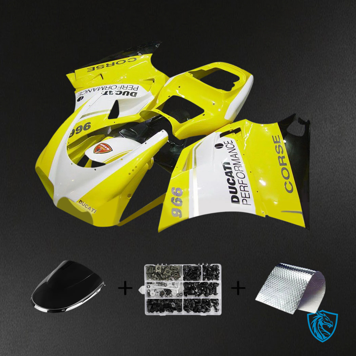 Ducati 996 748 (1996–2002) - Fairing Kit - White & Yellow - ABS Bodywork