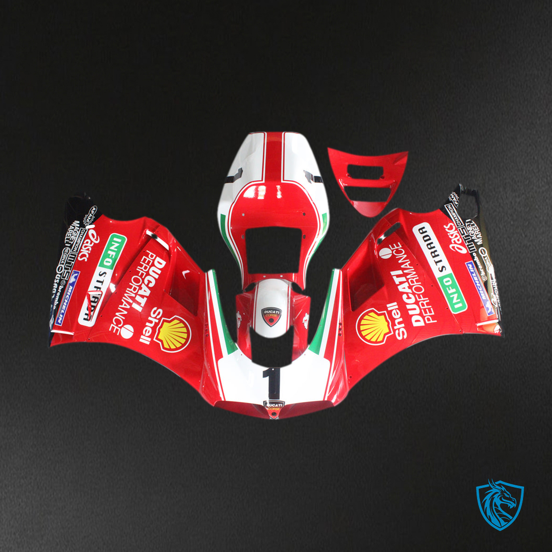 Ducati 996 748 (1996-2002) Fairing Set - Red and White - ABS Bodywork
