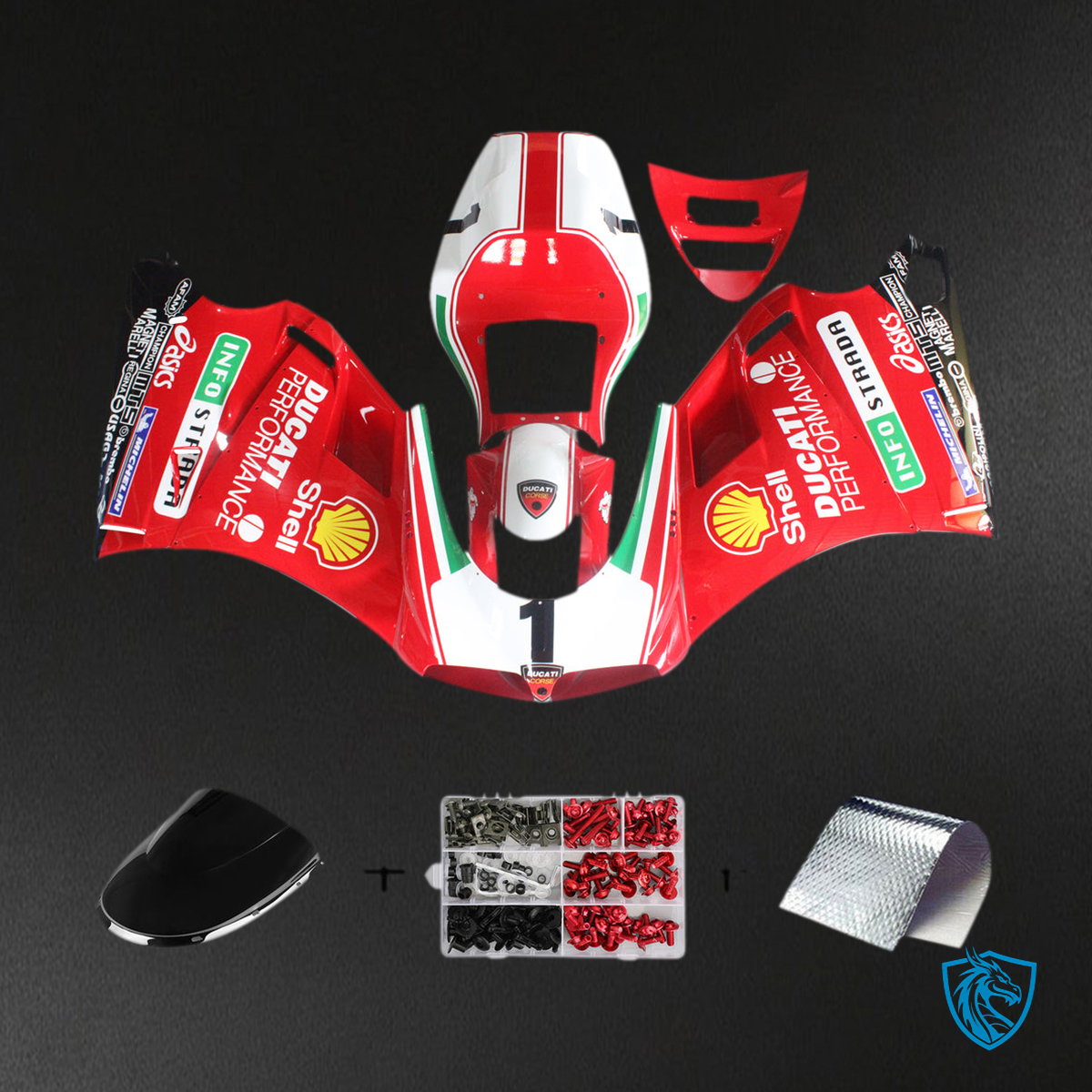 Ducati 996 748 (1996-2002) Fairing Set - Red and White - ABS Bodywork