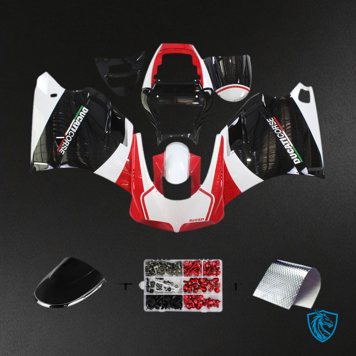 Ducati 996 748 (1996-2002) Fairing Set - Red & Black - ABS Bodywork
