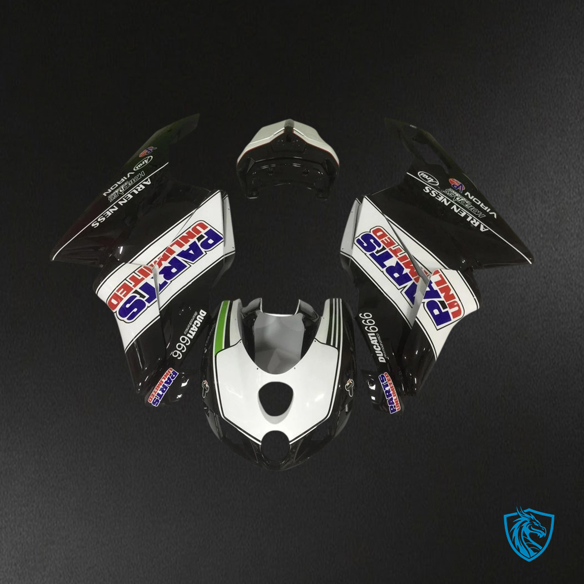 Ducati 999 749 (2003 2004) - Fairing Kit - Black & White Style 2 - ABS Bodywork