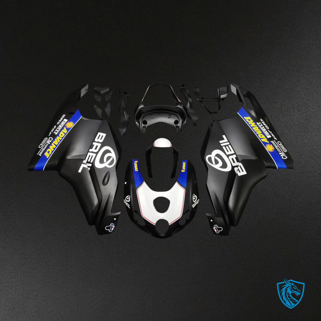 Ducati 999 749 (2003-2004) - Fairing Kit - Matte Black and Blue - ABS Bodywork