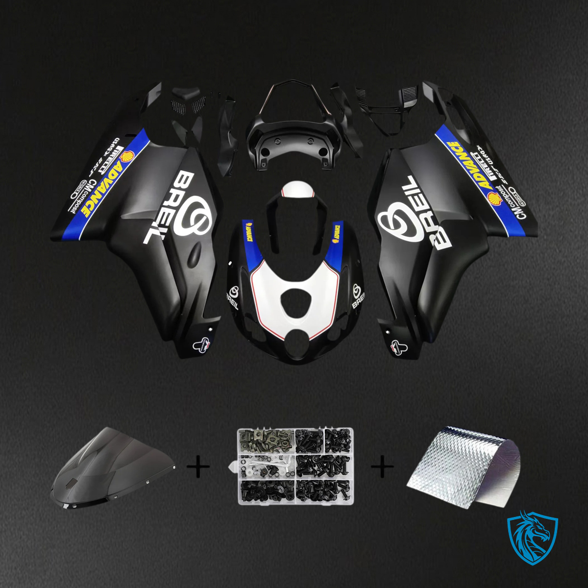Ducati 999 749 (2003-2004) - Fairing Kit - Matte Black and Blue - ABS Bodywork
