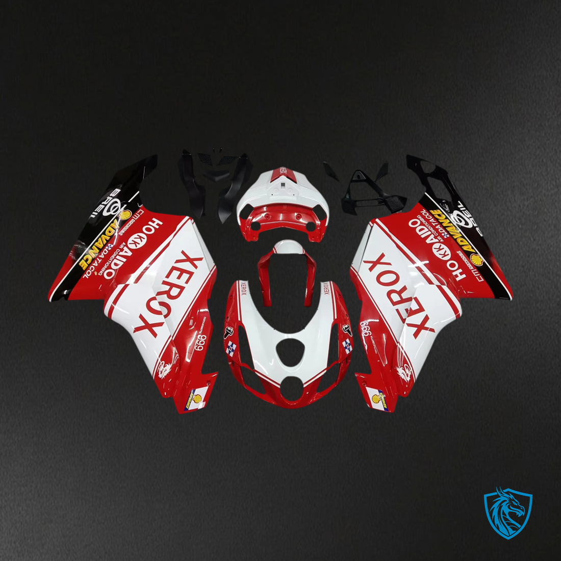 Ducati 999 749 (2003-2004) - Fairing Kit - Red & White with Logo - ABS Bodywork