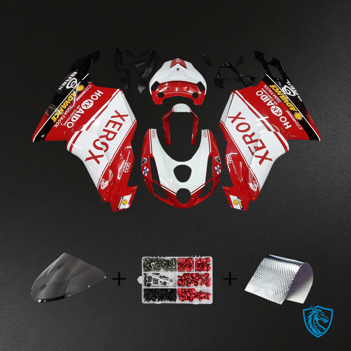 Ducati 999 749 (2003-2004) - Fairing Kit - Red & White with Logo - ABS Bodywork