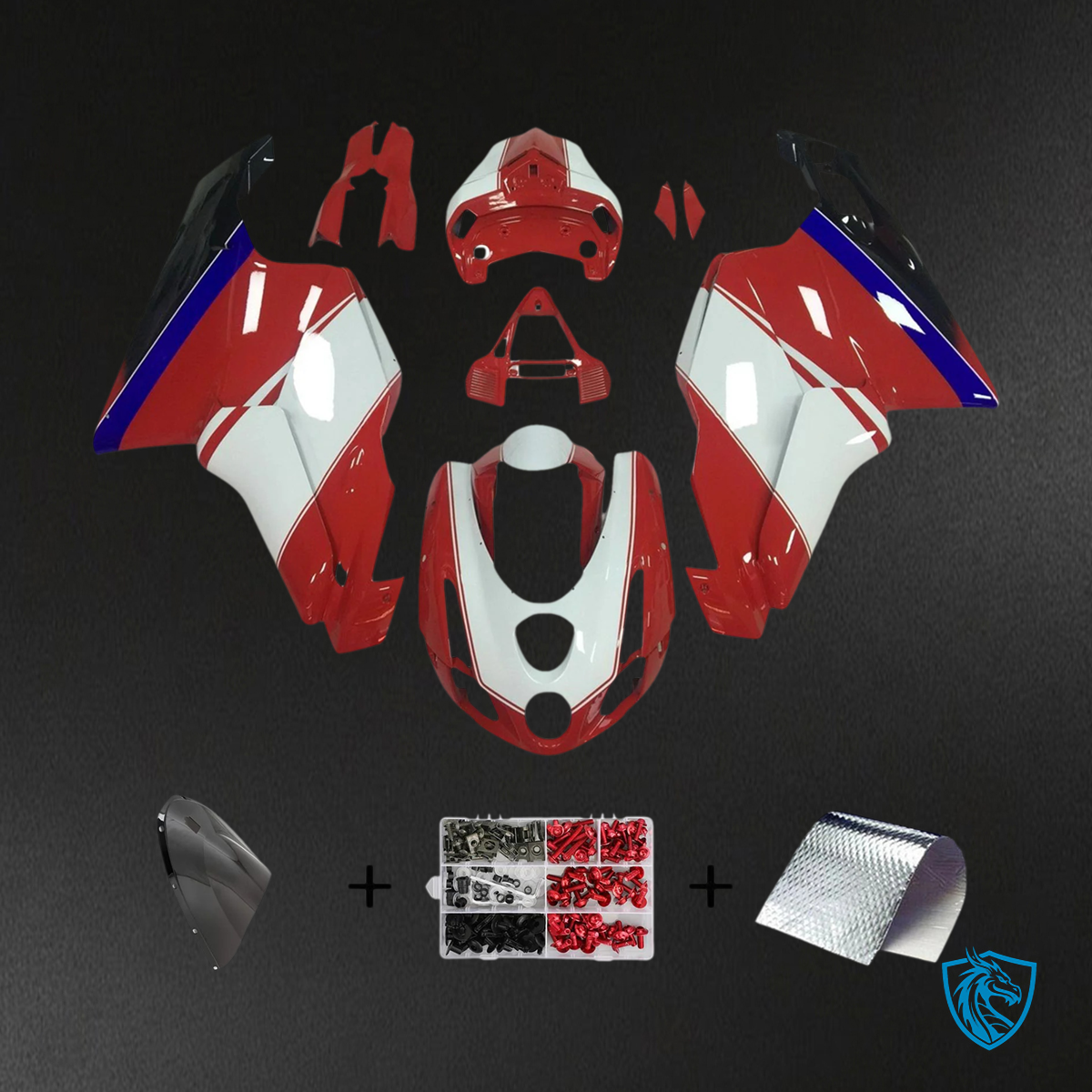 Ducati 999 749 (2003-2004) - Fairing Kit - Red & White Style 7 - ABS Bodywork