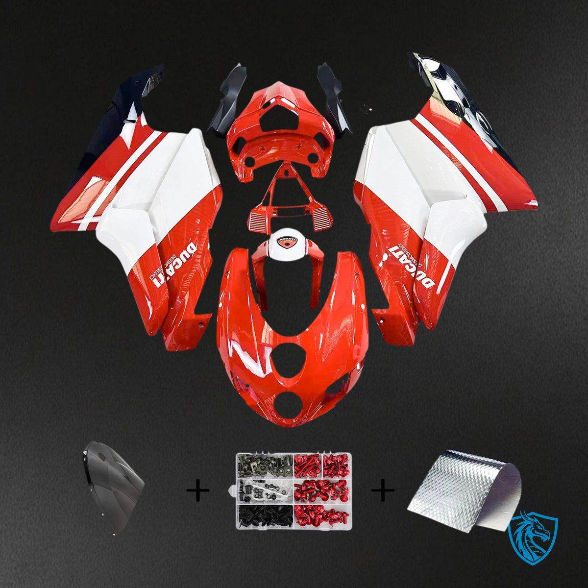 Ducati 999 749 (2003-2004) - Fairing Kit - Red & White Style 8 - ABS Bodywork
