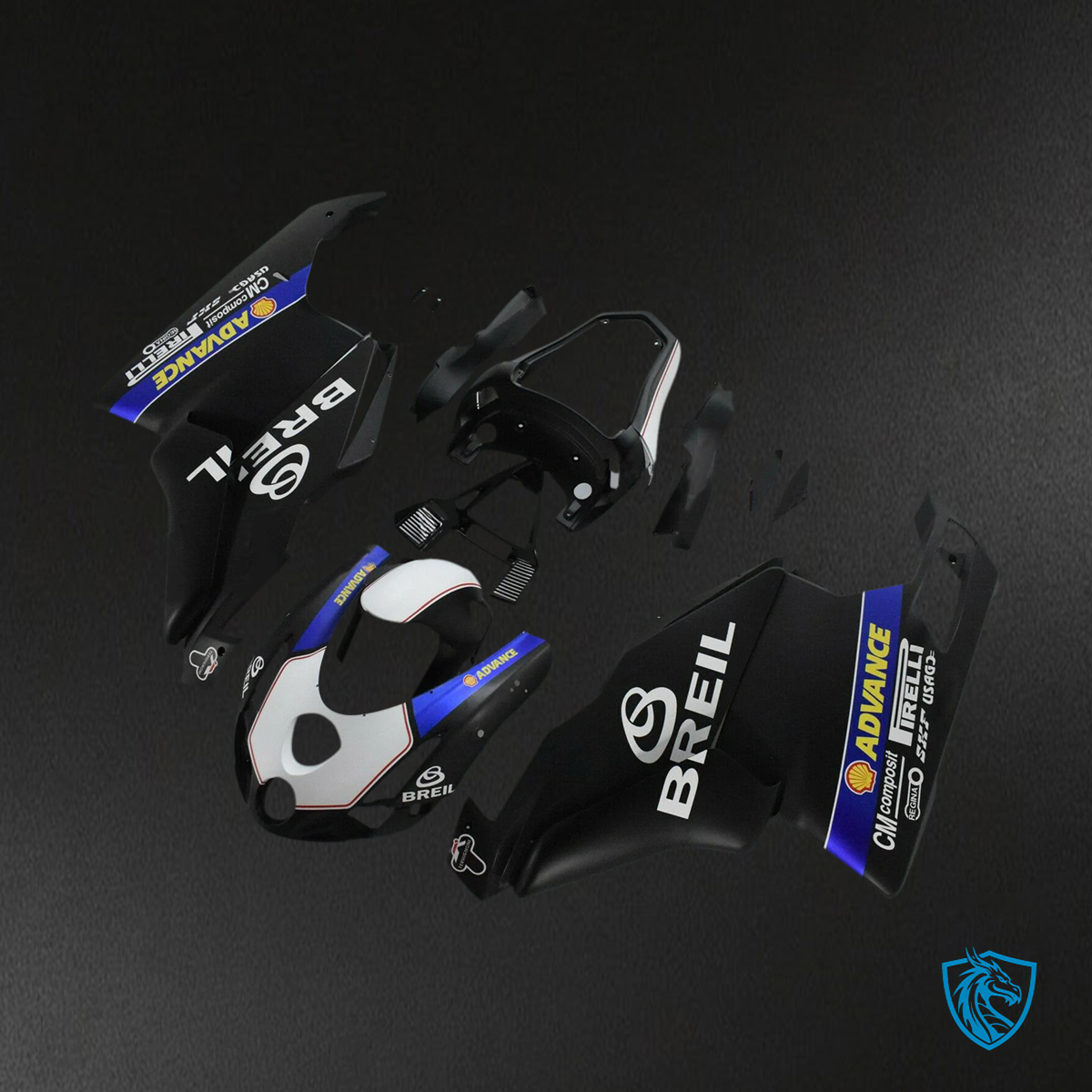 Ducati 999 749 (2003-2004) - Fairing Kit - Matte Black and Blue - ABS Bodywork