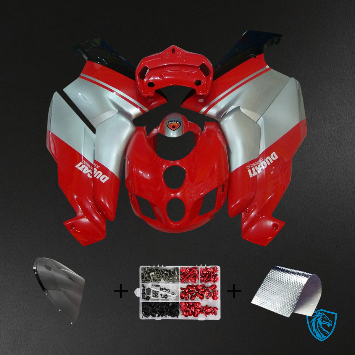 Ducati 999 749 (2005-2006) - Fairing Kit - Red and Silver - ABS Bodywork