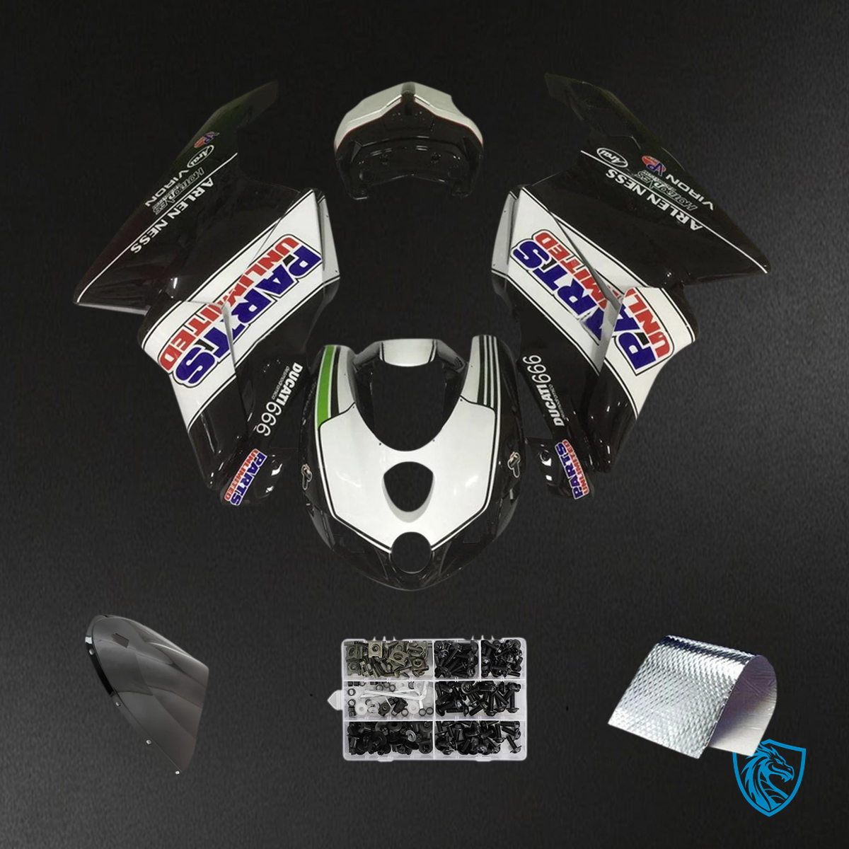 Ducati 999 749 (2005-2006) - Fairing Kit - White and Black - ABS Bodywork