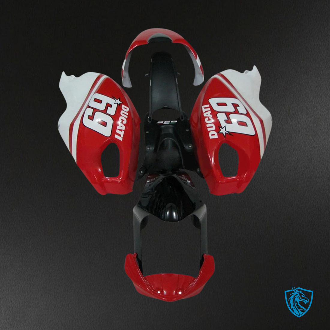 Ducati All Years Monster 696 796 1100 S EVO - Fairing Kit - Red & White Style 2 - ABS Bodywork