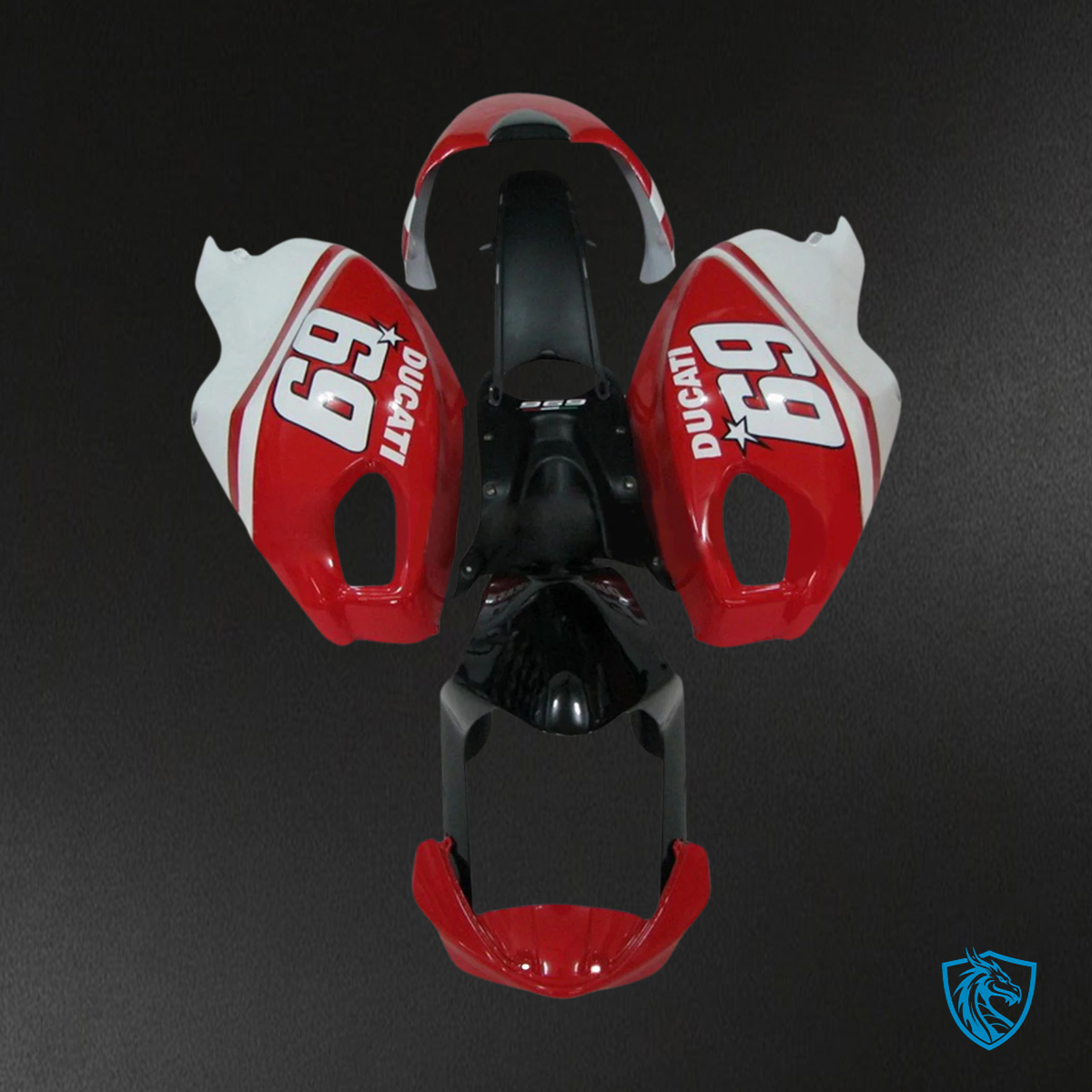 Ducati All Years Monster 696 796 1100 S EVO - Fairing Kit - Red & White Style 2 - ABS Bodywork