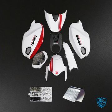 Ducati Monster 696 796 1100 S EVO All Years Fairing Kit - White & Black with Red line - ABS Bodywork