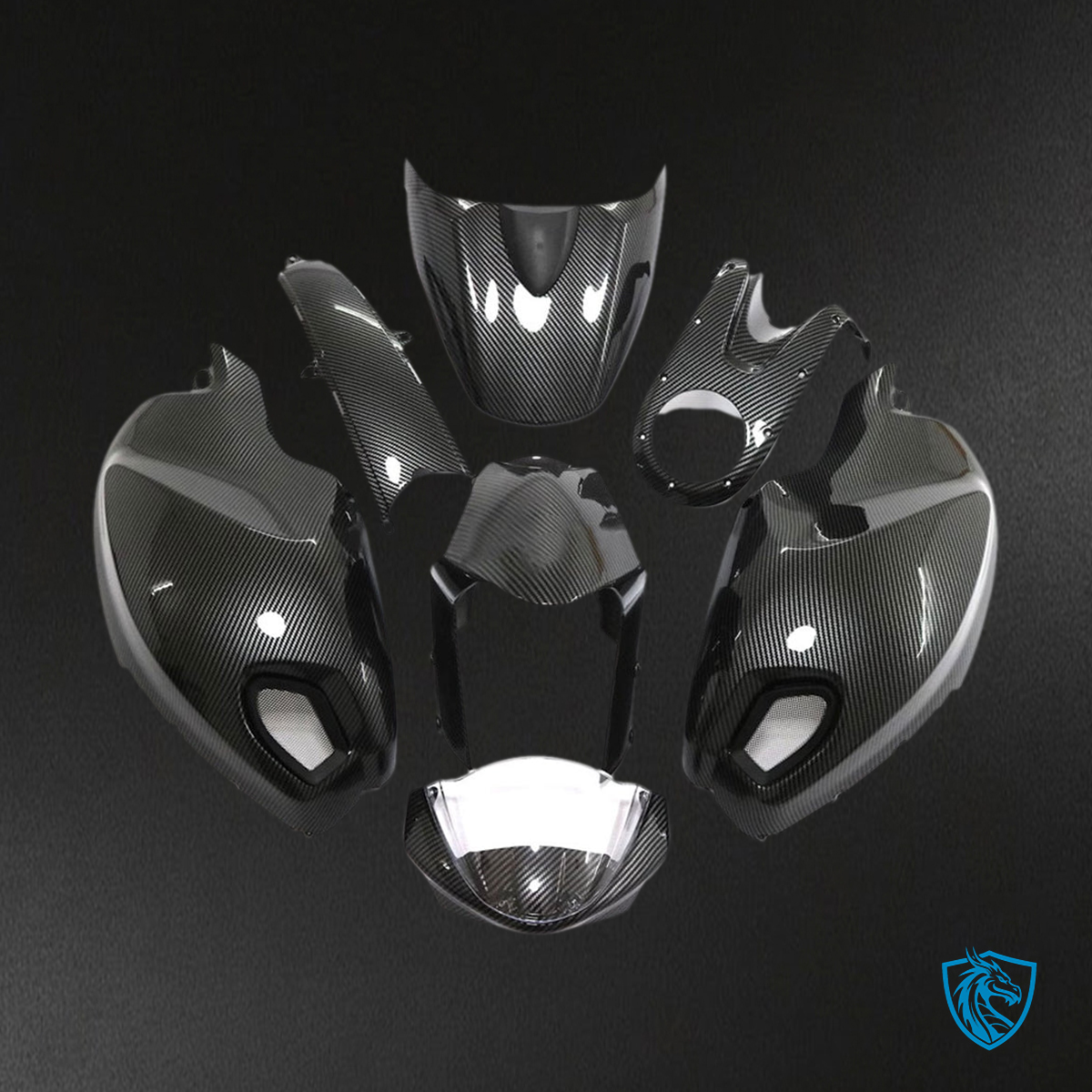 Ducati Monster 696 796 1100 S EVO - Fairing Kit - Carbon Fiber Black - ABS Bodywork