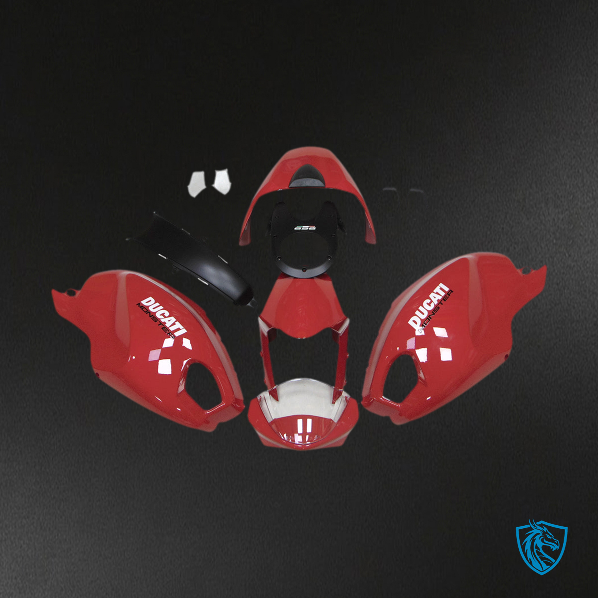 Ducati Monster 696 796 1100 S EVO All Years Fairing Set - Red, White & Black - ABS Bodywork