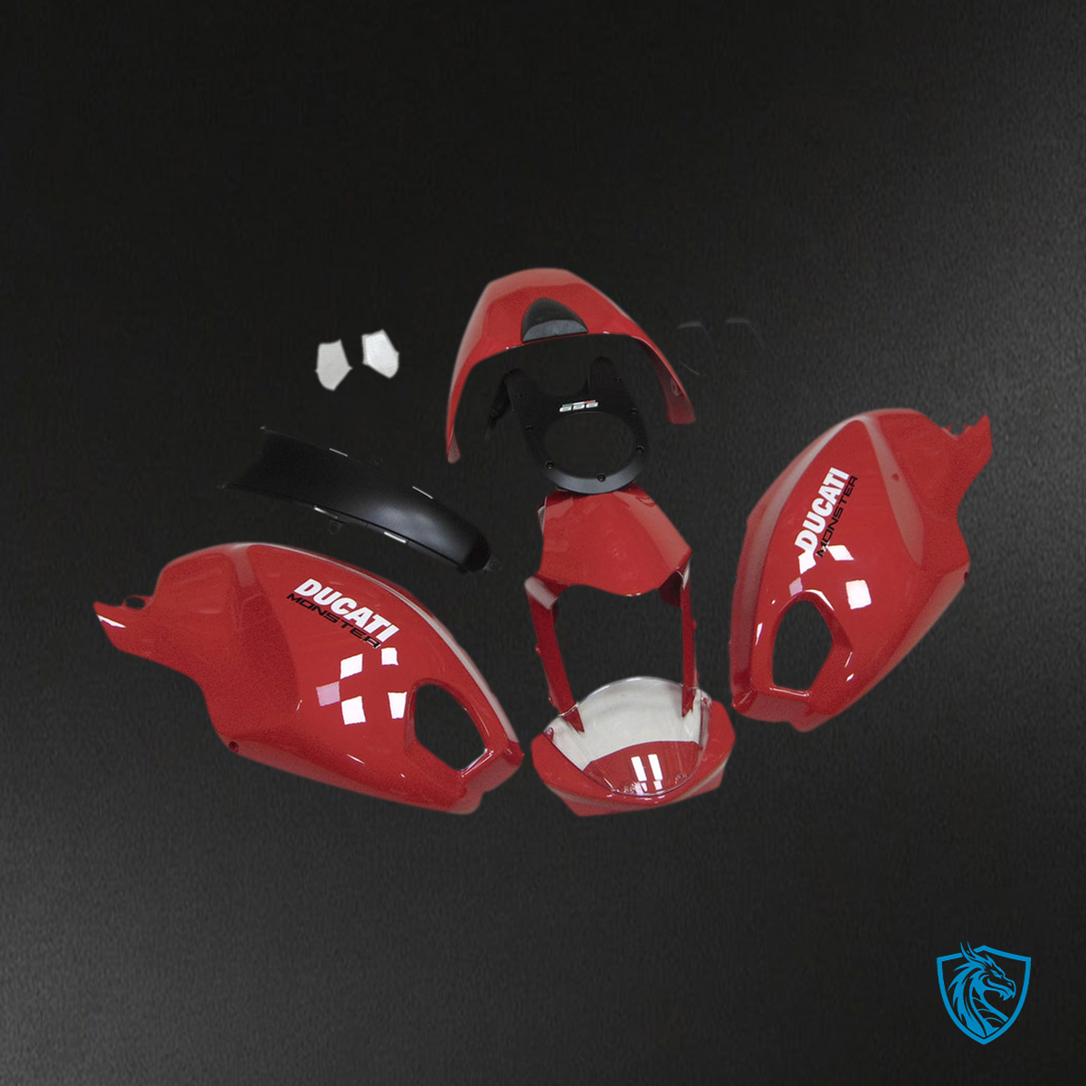 Ducati Monster 696 796 1100 S EVO All Years Fairing Set - Red, White & Black - ABS Bodywork