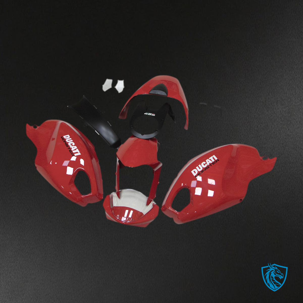 Ducati Monster 696 796 1100 S EVO All Years Fairing Set - Red, White & Black - ABS Bodywork
