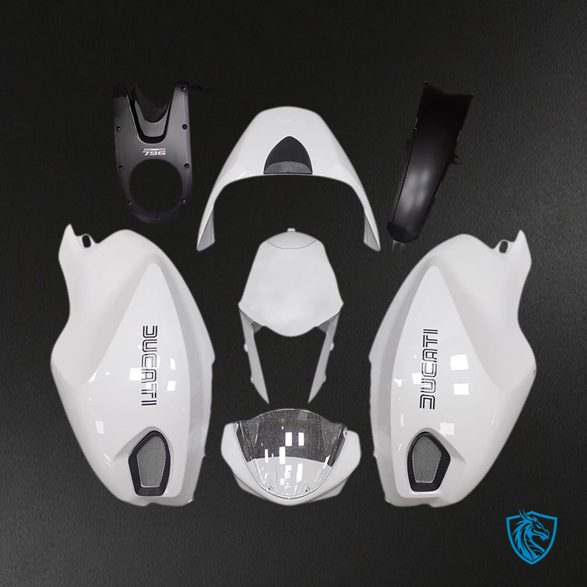 Ducati Monster 696 796 1100 S (All years) EVO Fairing Kit - White & Black - ABS Bodywork