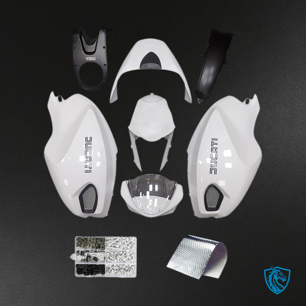 Ducati Monster 696 796 1100 S (All years) EVO Fairing Kit - White & Black - ABS Bodywork