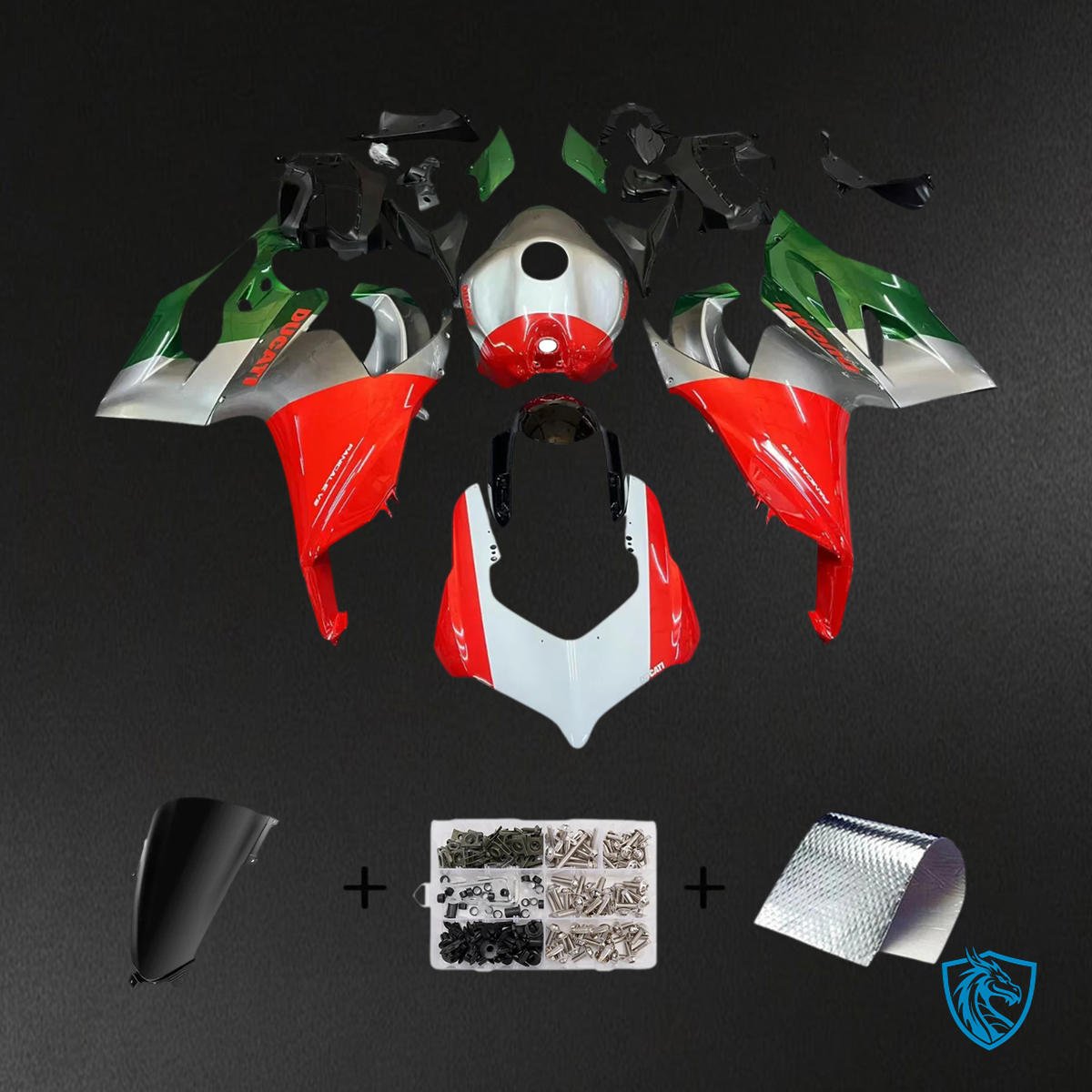 Ducati Panigale V2 (2020–2024) Red, White & Green - Fairing Kit